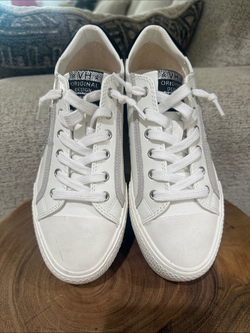 Vintage Havana White Sneakers with Silver Accents